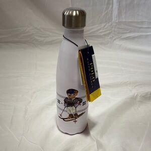 NWT Ralph Lauren White Water Bottle with Bear Design